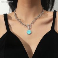 ™❄ Vintage Minimalish Chain Choker Necklace for Women Round Marble Stone Pendant Gold Silver Color Hip Hop Female Fashion Jewelry