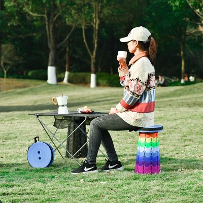 ：“{—— GIANXI Portable Folding Telescopic Stool  Lightweight Plastic Subway Queuing Chair And Outdoor Camping Fishing With Carry Bag