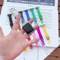 ♤﹍ Jelly Silicone Stylish Simplicity Watch Strap for Apple Watch Series 7/6/5/4/se/3/2/1 Soft Fit Multi-color transparent