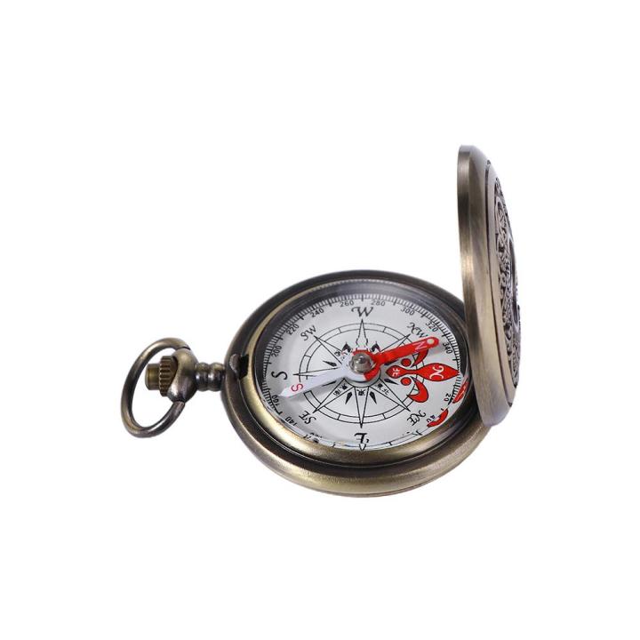 rongjingmall-เข็มทิศเดินป่ากลางแจ้งนาฬิกาพกหรูนาฬิกาโลหะแบบพกพาเข็มทิศนำทางแบบพกพาเข็มทิศสำริดเครื่องมือกลางแจ้ง