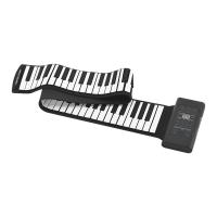 88 Keys Portable Roll Up Piano Electronic Keyboard Silicon Built-in Stereo Speaker 1000mA Li-ion Battery Support MIDI OUT Microphone Audio Input functions with Sustain Pedal