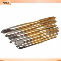 RUHAN 7pcs M2-M6 ต๊าปเกลียว เคลือบไทเทเนียม เหล็กความเร็วสูง สกรูปลายแหลม ดอกต๊าปแหลม เกลียวปลายแหลม สกรูเครื่อง