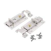 2 Pack Stainless Steel Spring Loaded Automatic Door Latch Bolt 3 Inches with Press Button to Release and Installation Screws Door Hardware Locks Metal