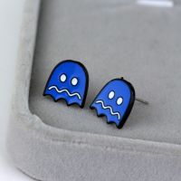 【Free-delivery】 Fakhir Ansari Fabrics Pacman &amp; Ghost Cufflink กระดุมข้อมือสแตนเลสหมุดกระดุมเสื้อ Cuff Link สำหรับผู้ชายผู้หญิงเครื่องประดับแฟชั่น