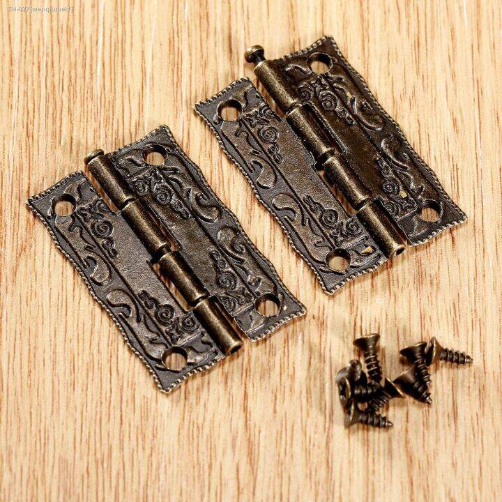 10pcs-hinges-36x23mm-iron-antique-bronze-zinc-iron-decorative-screws-vintage-wooden-jewelry-box-cabinet-flower-pattern-hardware