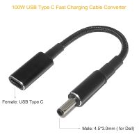 Type C to 4.5x3.0mm Plug Converter 100W USB C PD Fast Charging Cable for Dell Inspiron 11 3147 13 7347 15SR-1528B Vostro 15 3568