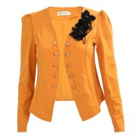 I7New female slim outerwear elegant spring autumn outerwear coat women ladies jacket clothes yellow 5XL