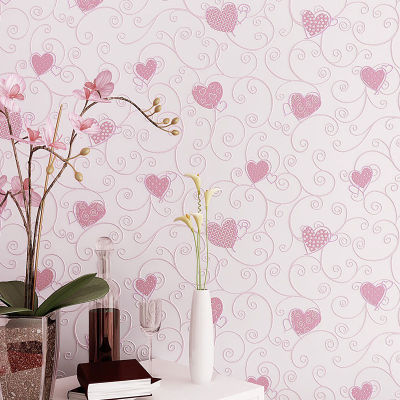 Cute Cartoon 3d Love Heart Wallpaper Sweet Baby Girls Bedroom Decor Self Adhesive Pink Wallpapers Kids Rooms Wall Paper EZ132