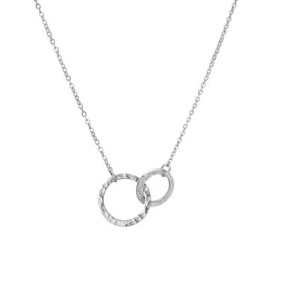 JDY6H Stainless Steel Necklaces for Women Fashion Thin Chain Minimalist Dainty Double Circle Pendant  Necklace on The Neck Jewelry