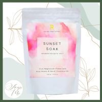 Sunset Soak Magnesium Bath Salts - Pure Dead Sea Flakes with Rose Petals, Neroli and Basil Essential Oil