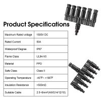 1Set 6 to 1 T Branch Connector Solar Panel Connectors Cable Splitter Coupler Solar Cable Connectors for RV