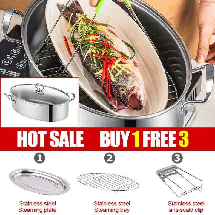 FHAO Multifunction Stainless Steel Steamed Fish Pot Stainless Steel ...