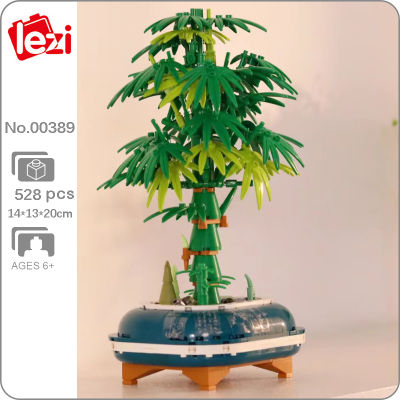 Lezi 00389 Eternal Herb Plant ความปลอดภัย ไม้ไผ่ยิง Bonsai หม้อ DIY Mini บล็อกอิฐของเล่นสำหรับเด็กไม่มีกล่อง