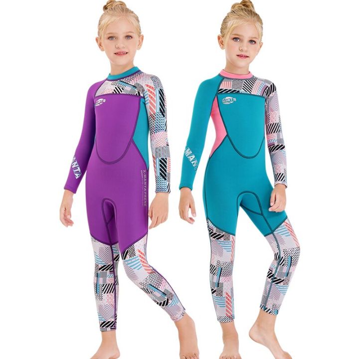 ชุดว่ายน้ำ-baju-menyelam-neoprene-2-5มม-สำหรับเด็กผู้หญิงชุดดำน้ำสำหรับเด็กชุดว่ายน้ำปะติดปะต่อชุดเว็ทสูทแมงกะพรุนเว็ตสูทการเซิร์ฟ