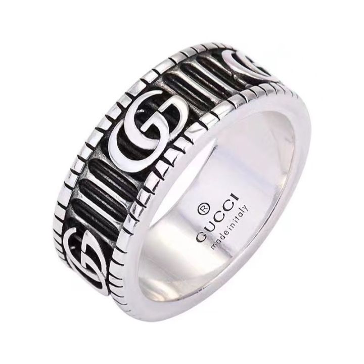 Gucci female 925 sterling silver ring double G sense of men and women  lovers buddhist monastic discipline senior index finger ring jewelry ins't  rub off 