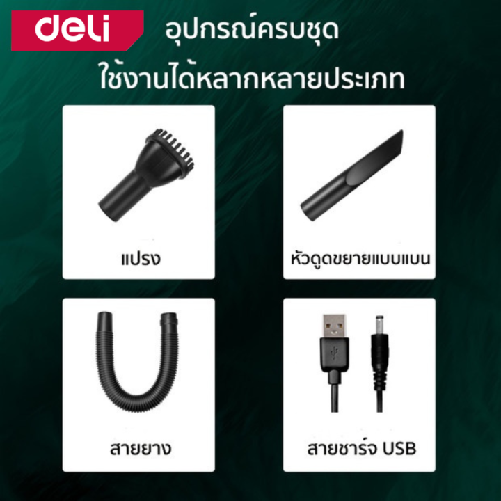 deli-เครื่องดูดฝุ่นในรถ-เครื่องดูดฝุ่นไร้สาย-ที่ดูดฝุ่นในรถ-ที่ดูดฝุ่นพกพา-แบตเตอรี่-2000-mah-แรงดูด-4800-pa-ขนาดเล็ก-น้ำหนักเบา-vacuum-cleaner