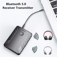 2 In 1 Bluetooth 5.0เครื่องส่งสัญญาณเต้ารับอะแดปเตอร์เชื่อมต่อชุดหูฟังบลูทูธสองชุดเสียงสเตอริโอ3.5มม. AUX T19