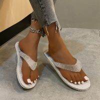 In the summer of 2023 the new cross-border big yards daily leisure sequins diamond flat womens herringbone slippers spot