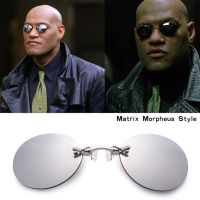 【lz】☏✓✺  Óculos redondos sem aro Morpheus para homens mini óculos vintage sem moldura óculos com clipe no nariz UV400