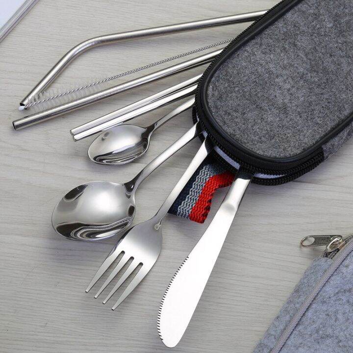 8pcs-dinnerware-set-travel-cutlery-set-reusable-silverware-with-metal-straw-spoon-fork-chopsticks-kitchen-accessory-with-case-flatware-sets