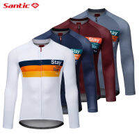 Santic เสื้อปั่นจักรยาน สำหรับผู้ชาย ฤดูใบไม้ผลิ ฤดูร้อน แขนยาว ระบายอากาศ ถนน จักรยาน MTB เสื้อจักรยาน