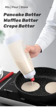 Hand Batter Dispenser Batter Mixer Bottle Cupcake Pancake Crepe Batter  Dispen;;^