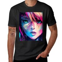 New Mysterious Anime Girl in Moody Colors T-Shirt Anime t-shirt heavyweight t shirts men t shirts 4XL 5XL 6XL