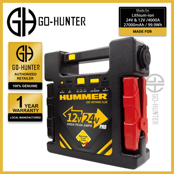 HUMMER H24 PRO Jump Starter 24V & 12V / 4000A with Powerbank 27000mAh ...