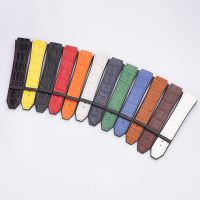 ℗☍ Rolamy 26x20mm real cow leather Rubber Watchband for Hublot Big Bang strap belt Watch band butterfly Buckle High quality tools