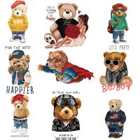 Anime Bear Fusible Textile Transfer Patches Heat-adhesive Clothing Iron-on Transfers Sticker Applique  Patch for Clothing Badge Haberdashery