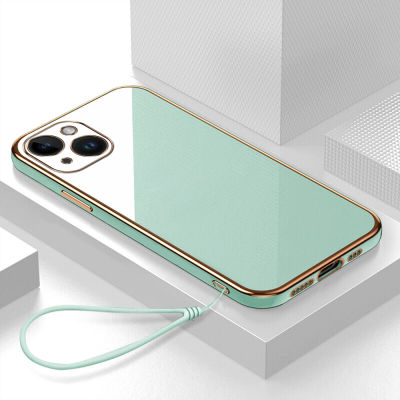 เคสโทรศัพท เคส iPhone 14 case เคสหรูหรา 6D ชุบซิลิโคนอ่อนนุ่มกรอบสี่เหลี่ยม Shiny Bling ฝาหลัง