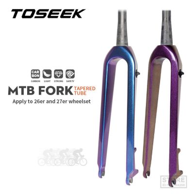 TOSEEK MTB ดิสก์เบรกฟอร์กจักรยานตะเกียบหน้าจักรยานคาร์บอน160มม. เรียวหลอด530กรัมส้อมจักรยานน้ำหนักเบาคาร์บอนเบาพิเศษ