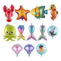 【A Great】Oceanderecoration 1ชิ้น SeaAirHoliday KidsSupplies CuteOctopus ลูกโป่งฟอยล์ตกแต่งงานเลี้ยงวันเกิด