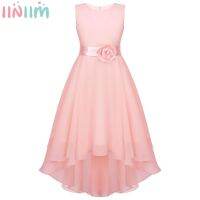 【CW】 Kids Wedding Sleeveless Hi-lo Hem Applique Formal Birthday Evenning Dresses