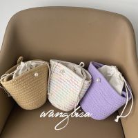 Uniqlo New Fashion version Cute woven crossbody bag fairy pearl bag straw bag holiday girl bag hot girl street style bag student bag