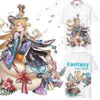 2023 newanime GRANBLUE FANTASY Catalina คอสเพลย์แขนสั้น Casual เสื้อยืดเครื่องแต่งกายนักเรียนฤดูร้อนใหม่ unisex หลวมชา Tops