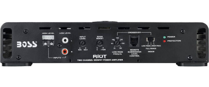 boss-audio-systems-r6002-riot-series-car-audio-stereo-amplifier-1200-high-output-2-channel-class-a-b-2-4-ohm-low-high-level-inputs-high-low-pass-crossover-full-range-bridgeable-subwoofer-1200w-2-chann