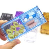 2-In-1 Pill Case Divider Storage Box Pill Cutter Portable Travel Medicine Crusher Medicine  First Aid Storage