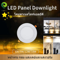 โคมพาเนลไลท์แอลอีดี ดาวน์ไลท์ LED Panel Downlight ขนาด6W/9w/12W/18W หน้าทรง กลม แสงเดย์และแสงวอร์ม