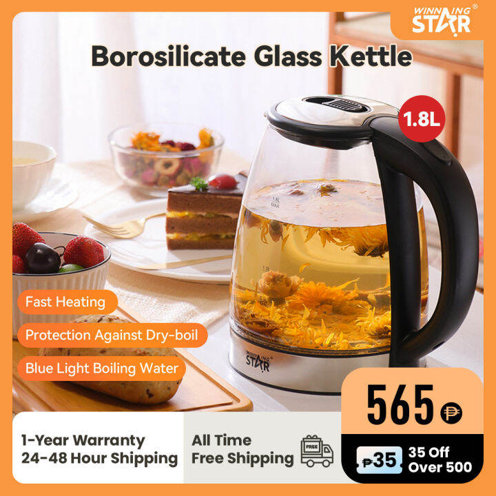 Winning Star Electric Kettle 1.8L Borosilicate Glass Tea Kettle