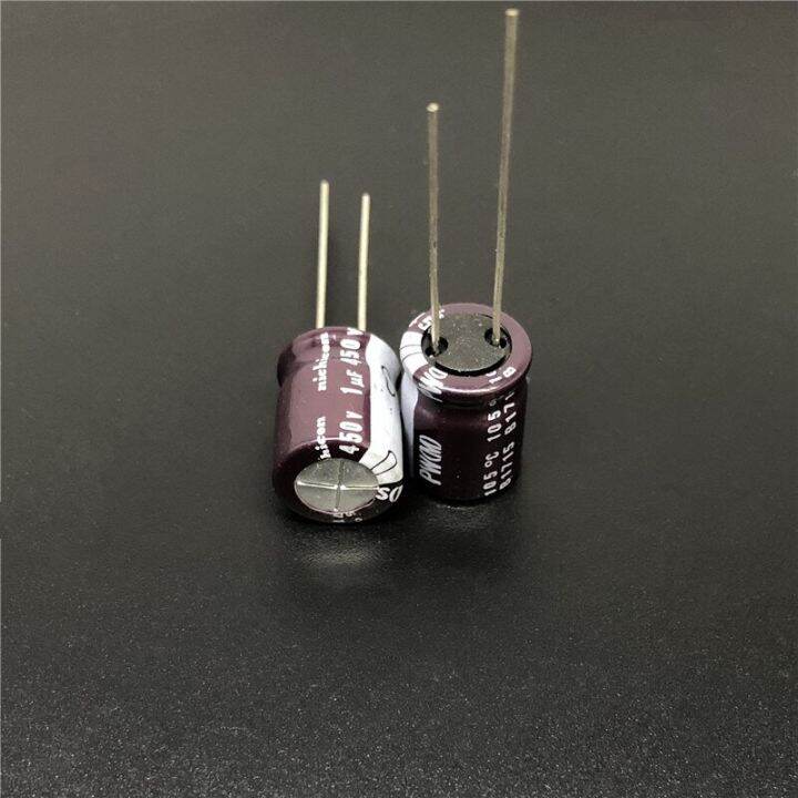 10pcs-100pcs-1uf-450v-nichicon-pw-series-10x12-5mm-low-impedance-long-life-450v1uf-aluminum-electrolytic-capacitor