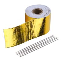 Car Exhaust Pipe Gold Thermal Exhaust Tape Heat-Resistant Golden Aluminum Foil Tape Turbo Heat Exhaust Thermal Wrap Tape