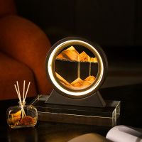 Moving Sand table lamp three-color LED Quicksand Night Light Hourglass Bedroom Light Round Glass For home Decor