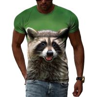 Mens T-shirt 3D Animal Print Small Raccoon Short Sleeve Top Summer Street Casual Oversized Tee Shirt Men Vintage Clothing