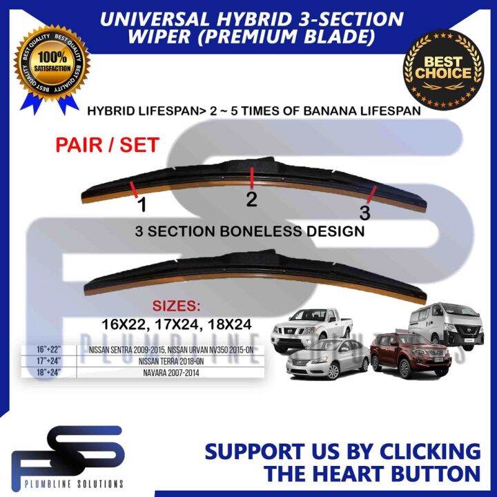 Premium Hybrid 3 Section Wiper Nissan Sentra 2009 2015 , Nissan URVAN NV350 2015 ON Lazada PH