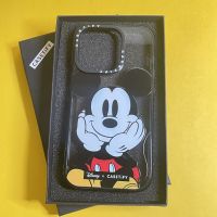 CASETiFY X Mickey ขอบสีดำขนาดใหญ่ที่ชัดเจน Sideband Apple IPhone 11 12 13 14 Pro Max สไตล์ผลกระทบยากใสอะคริลิคด้านหลังเคส TPU พร้อมกล่อง