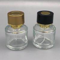 50ml Empty Round Thick Clear Glass Perfume Bottle Black Golden Pump Senior Cosmetic Spray Refillable Bottle Travel Size Bottles Containers