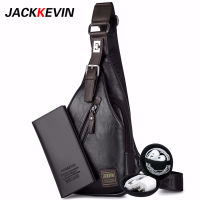 JackKevin Mens Fashion Crossbody Bag Theftproof Rotatable Button Open Leather Chest Bags Men Shoulder Bags Chest Waist Pack