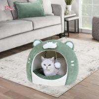Prettyia บ้านนอนเบาะนอนน้องแมวกึ่งล้อมรอบทนทานสำหรับแมวและสุนัขตัวเล็กไปนอนนุ่มแนะสวมสบายซักได้เสื่อแบบแยกชิ้นได้