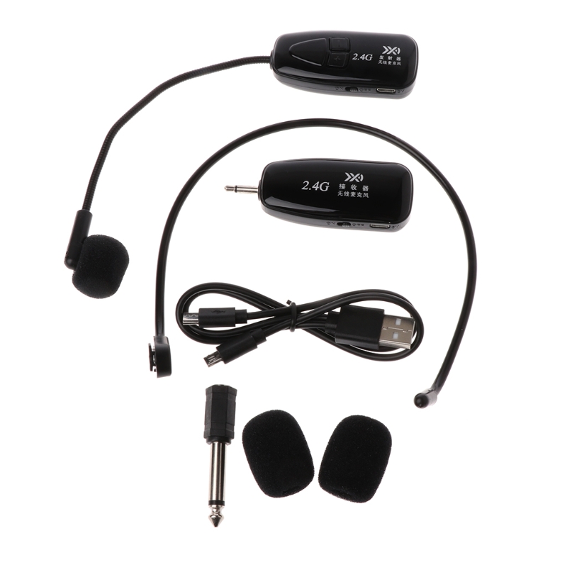 Eyoyo Black Headworn Headset 2.4G Wireless Microphone With 3.5mm Connector Jack 